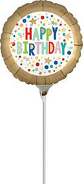 9" Gold Happy Birthday Stick